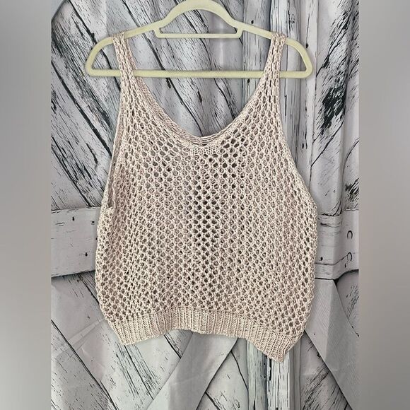 Brand Bazar Crochet Sleeveless Sweater Blush Pink M - Picture 1 of 2